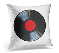 Awowee Cushion Cover 45x45cm/18x18inches Red Object Vinyl Record White Old Music Album Plate Home Decor Throw Pillow Cover Square Pillowcase for Bed Sofa