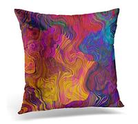 Awowee Cushion Cover 50x50cm/20x20inches Abstract Colorful Chaotic Waves Pattern Rainbow Purple Fuchsia Pink Home Decor Throw Pillow Cover Square Pillowcase for Bed Sofa
