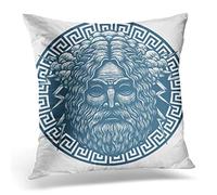 Awowee Cushion Cover 50x50cm/20x20inches Face Zeus Greece God on Greek Ancient Antique Beard Home Decor Throw Pillow Cover Square Pillowcase for Bed Sofa