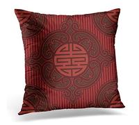 Awowee Cushion Cover 50x50cm/20x20inches Red Chinese Oriental Pattern Asian Korean Flower Traditional Culture Home Decor Throw Pillow Cover Square Pillowcase for Bed Sofa