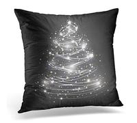 Awowee Cushion Cover 50x50cm/20x20inches Silver Line Abstract White Christmas Tree on Dark Grey Home Decor Throw Pillow Cover Square Pillowcase for Bed Sofa