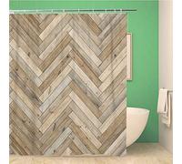 Awowee Decor Shower Curtain Beige Chevron Wood Parquet Herringbone Old Pattern Arrow Ash 180x180cm Polyester Fabric Waterproof Bath Curtains Set with Hooks for Bathroom