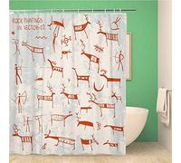 Awowee Decor Shower Curtain Cave Rock Paintings Prehistoric Ancient Animal Archeology Caveman Deer 152x180cm Polyester Fabric Waterproof Bath Curtains Set with Hooks for Bathroom