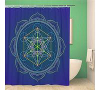 Awowee Decor Shower Curtain Colorful Colored Mandala Sacred Geometry Metatron Cube Yantra Lotus 152x180cm Polyester Fabric Waterproof Bath Curtains Set with Hooks for Bathroom