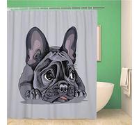 Awowee Decor Shower Curtain Dog French Bulldog Portrait Face Lying Adorable Animal Black 152x180cm Polyester Fabric Waterproof Bath Curtains Set with Hooks for Bathroom