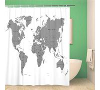 Awowee Decor Shower Curtain Gray Black the Earth World Map on Antarctica Globe 180x200cm Polyester Fabric Waterproof Bath Curtains Set with Hooks for Bathroom