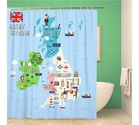 Awowee Decor Shower Curtain Liverpool Great Britain Map Info British Manchester Town Travel 152x180cm Polyester Fabric Waterproof Bath Curtains Set with Hooks for Bathroom