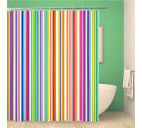 Awowee Decor Shower Curtain Multicolor Colorful Striped Abstract Variable Width Stripes Color Line 180x180cm Polyester Fabric Waterproof Bath Curtains Set with Hooks for Bathroom