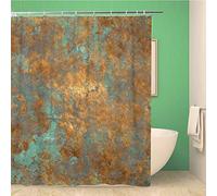Awowee Decor Shower Curtain Orange Copper Vintage Bronze Rust Metal Patina Wall Old 180x200cm Polyester Fabric Waterproof Bath Curtains Set with Hooks for Bathroom