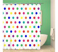 Awowee Decor Shower Curtain Red Pattern Bright Polka Dots in Rainbow Colors Green 152x180cm Polyester Fabric Waterproof Bath Curtains Set with Hooks for Bathroom