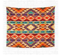 Awowee Tapestry Wall Hanging Orange Tribal Colorful Aztec Pattern Peru Native American Mexican 130x150cm/50 x60 Home Decor Tapestries Wall Blanket for Dorm Living Room Bedroom