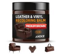 AWOWZ Leather Recoloring Balm - Scratch Repair & Color Restore Kit for Faded Leather, Couch & Car Seats - 10OZ Leather Restorer Balm for Furniture, Auto Interior, Vinyl, Accessories(Medium Brown)