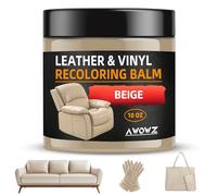 AWOWZ Leather Recoloring Balm - Scratch Repair & Color Restore Kit for Faded Leather, Couch & Car Seats - 10OZ Leather Restorer Balm for Furniture, Auto Interior, Vinyl, Accessories (Beige)