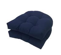 Awoyep 2pcs Outdoor Chair Cushions: Thicken Indoor U Shaped Kitchen Pad with Ties Soft Comfortable Dining Replacement Mats 48 * 48cm Waterproof Garden Seat Cushion for Patio Home (Navy Blue)
