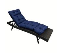 Awoyep Sun Lounger Replacement Cushion: Thick Garden Sunlounger Cushions Waterproof Non Slip with Ties 183x53x10 cm Modern Seat Pads for Indoor Outdoor Patio Reclining Chair (Navy blue)