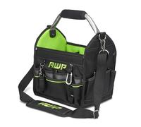 AWP 12 Inch Pro Tool Tote with Rotating Handle for Easy Tool Access, Water-Resistant Construction, Black/Green