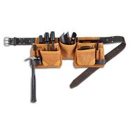 AWP Classic Leather Tool Apron, Crafted from Top-Grain Leather, Premium Tool Belt with Dual-Prong Roller Buckle, Fits Waists Up to 50 Inches, Tan,Black
