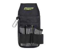 AWP L-804-1 Organizer Tool Pouch | 7 Pockets & Loops for Tool Organization | Heavy-Duty Metal Belt Clip Attachment, Black and Gray