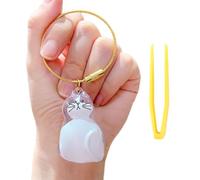 Awpland Cat Hair Collector, Transparent Kitten Hairs Storage Bottle with Chain and Hair Pickup, Memorial Cats Hair Keepsake for Pet Owner (Kitty E)