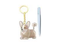 Awpland Dog Hair Collector, Portable Pet Hairs Storage Bottle with Keychain and Hair Pickup, Memorial Dog Hair Keepsake for Pet Owner (Corgi 2.0)