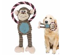 Awpland Dog Squeaky Toys with Rope Ring for Small Medium Large Breed, Heavy Duty Cotton Rope Dog Toys for Aggressive Chewers, Tug of War Dog Chew Toy for Teeth Cleaning and Boredom (Monkey)