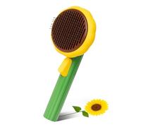 Awpland Self-Cleaning Dog & Cat Slicker Brush, Skin Friendly Deshedding Grooming Tool for Long or Short Haired Dogs Cats Rabbits, Dog Shedding Brush with Release Button-Sunflower