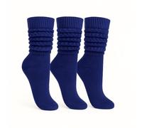 AWS/American Made Slouchy Scrunch Cotton Slouch Socks for Women Shoe Size 5 to 10, Navy, 3 Pairs, 5-10