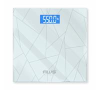 AWS Digital Body Weight Bathroom Scale 550 lb Capacity - Accurate High-Precision Smart Scale with Large LCD Display, Tempered Glass Platform, lb/kg/st Units