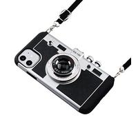 Awsaccy Emily in Paris Phone Case Compatible with iPhone 12 Mini 5.4 Camera Case Vintage Design Cute 3D Cool Unique Case PC Silicone Cover with Removable Neck Strap Lanyard for Girls Women Black