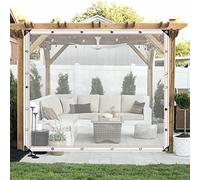 AWSAD Outdoor Curtain Gazebos Balcony Curtains Waterproof Transparent Plastic Tarp With Eyelets for Pergola, Terrace, Side Curtains (Color : Clear, Size : 2x2.5m)