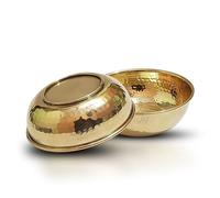 Awse Brass Hammered Serving Bowl, Gold, Antique Style, Round Shape, 150ml Capacity, 9.5x3.8 cm, 6 Piece Set, Temple Kitchen Dining Use