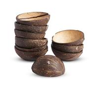 Awse Natural Coconut Shell Bowl, Brown, Oval, 9x8 cm, Modern Style, Handcrafted, for Desserts, Ice Cream, Snacks, Salads