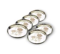 Awse Stainless Steel Dinner Plates with Floral Laser Design, Silver, Round, 27 cm, Set of 6 Thali, Classic Style