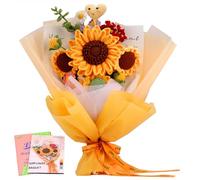 AWSGHLF Crochet Kit Sunflowers Starter Flower Bouquet for Beginners, Complete DIY Craft Creations for Mother's Day