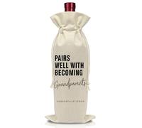 AWSICE Baby Shower Gifts Wine Bag - Pregnancy Announcement Gifts - Reusable Wine Bottle Bags with Drawstring for Grandparents - Baby Planning Shower Decorations-A15