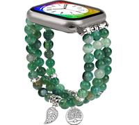 AWSMORE Natural Stone Beaded Band for Women Compatible with Apple Watch 38mm 40mm 41mm 42mm 44mm 45mm 46mm 49mm Fashion Handmade Elastic Stretch Strap for Series 11 10 9 8 7 6 5 4 3 2 1 SE Ultra 2