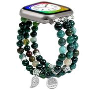 AWSMORE Natural Stone Beaded Band for Women Compatible with Apple Watch 38mm 40mm 41mm 42mm 44mm 45mm 46mm 49mm Fashion Handmade Elastic Stretch Strap for Series 11 10 9 8 7 6 5 4 3 2 1 SE Ultra 2