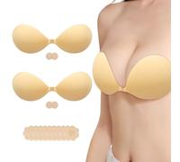 AWSOLAR 2 Pack Sick on Bra Push Up, Adhesive Bras, Strapless Bras for Women