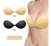 AWSOLAR 2 Pack Sick on Bra Push Up, Adhesive Bras, Strapless Bras for Women