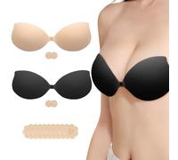 AWSOLAR 2 Pack Sick on Bra, Strapless Bras for Women, Strapless Bra, Women's Adhesive Bras