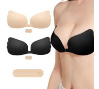 AWSOLAR 2 Pack Sticky Bra, Strapless Bras for Women, Strapless Push Up Bra