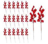 AWSOLAR 20Pcs Red Berry Stems, Artificial Berries for Christmas Decorations