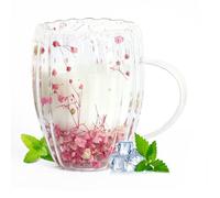 AWSOLAR 300ml Dry Flowers Double Walled Glass Mugs, Tea Cup with Handle, Birthday Gifts for Women Mum Friends Teacher Mothers Day Valentines