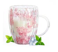 AWSOLAR 300ml Dry Flowers Double Walled Glass Mugs, Tea Cup with Handle, Birthday Gifts for Women Mum Friends Teacher Mothers Day Valentines