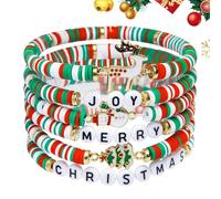 AWSOLAR 6Pcs Christmas Bracelets Women Men, Joy Merry Christmas Jewelry Gifts for Holiday Party, A, clay