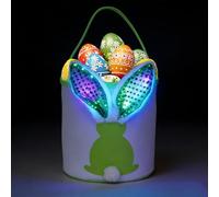 AWSOLAR Easter Baskets for Kids Adult, Glowing Rabbit Shaped Easter Egg Hunt Basket