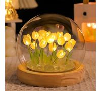 AWSOLAR Yellow Tulip Lamp, Forever Tulip Lights, Flower Lamp, Light up Tulips Gift