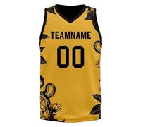 AWSOLE Custom Basketball Jersey Set for Men Women Snake Floral Design Quick Dry Breathable Team Jersey Personalized Shirt Gold/Black