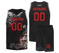 AWSOLE Custom Gothic Basketball Jersey Set for Men Women Youth Personalized Name Number Skull Print Breathable Sports Shirt