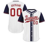 AWSOLE Custom Pinstripe Baseball Jersey - Retro 90s Hip Hop Personalized Button-Up Shirt for Men Women Youth Sports Streetwear